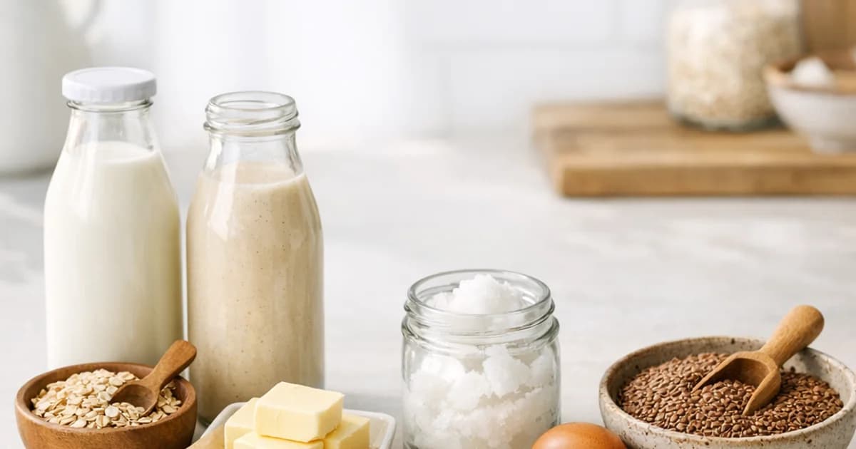 Various ingredients and their substitutes on a kitchen counter